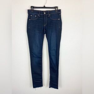 Rag And Bone Women's Skinny 27 Jean Dark Wash Denim In Dearborn Raw Hem Stretch